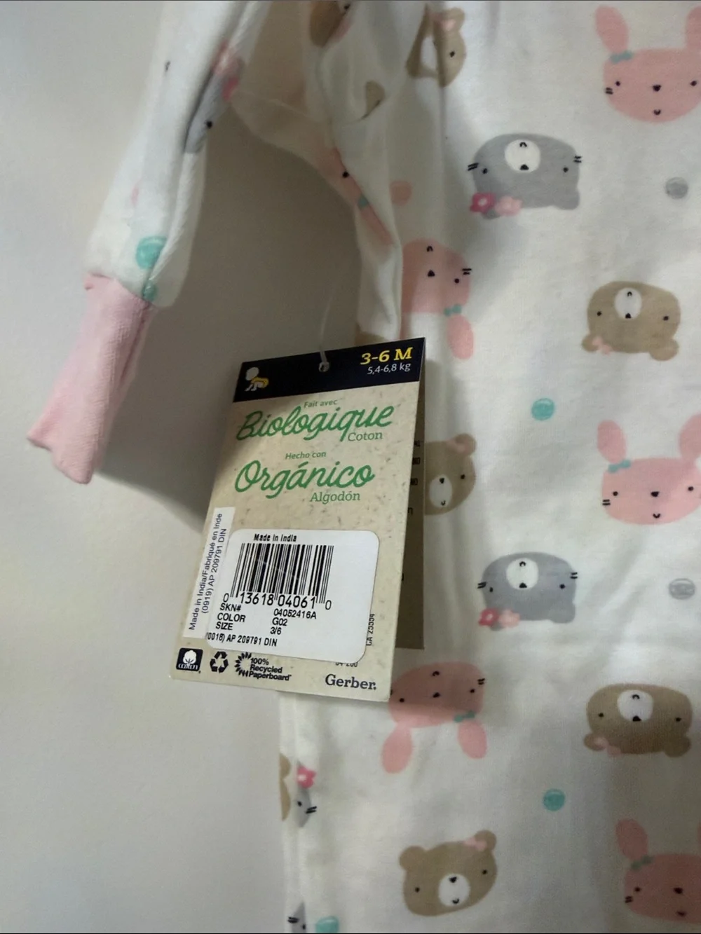 Gerber Organic Baby Girls' 4-piece pajama set